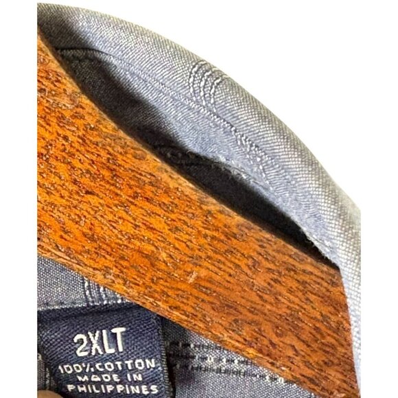 Roundtree & York Indigo Blue Short sleeve button down shirt, Men's 2XLT - Picture 4 of 10